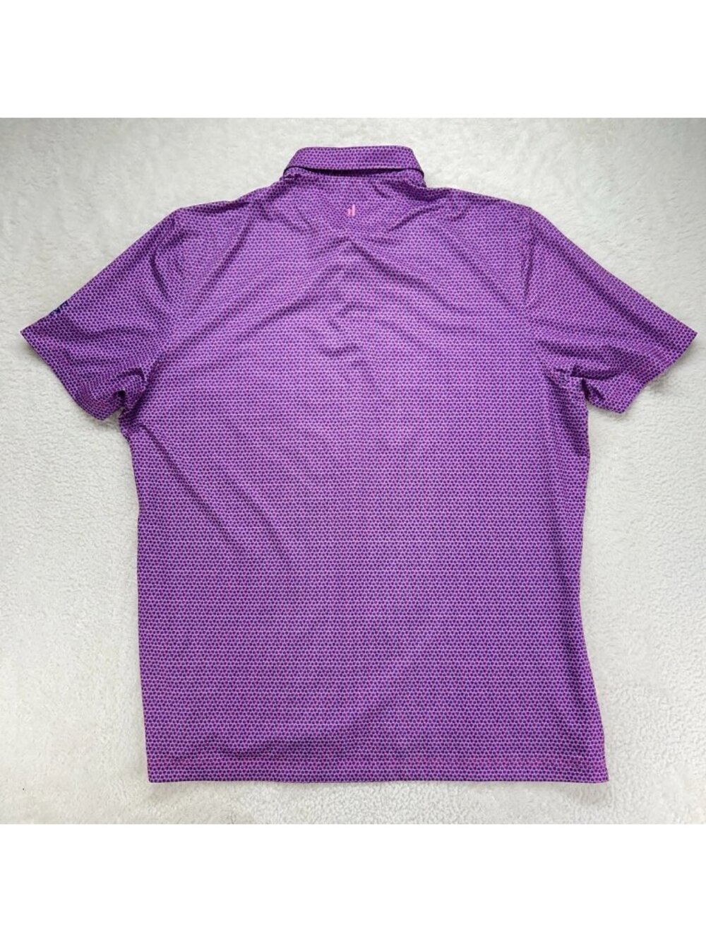 Johnnie O Polo Shirt Mens XL Purple All Over Print Golf Performance Sleeve Logo